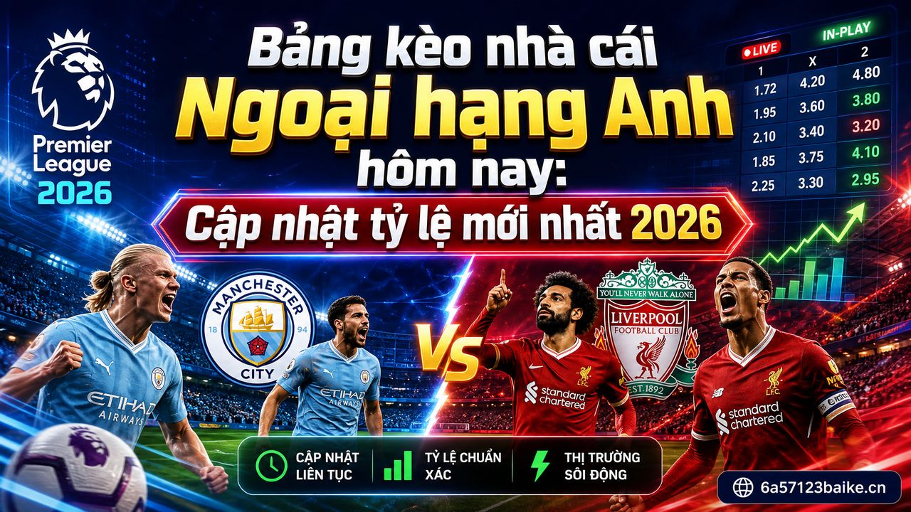 Bảng kèo nhà cái Ngoại hạng Anh hôm nay: Cập nhật tỷ lệ mới nhất 2026